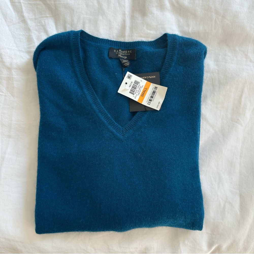 Charter Club Teal V-Neck Sweater